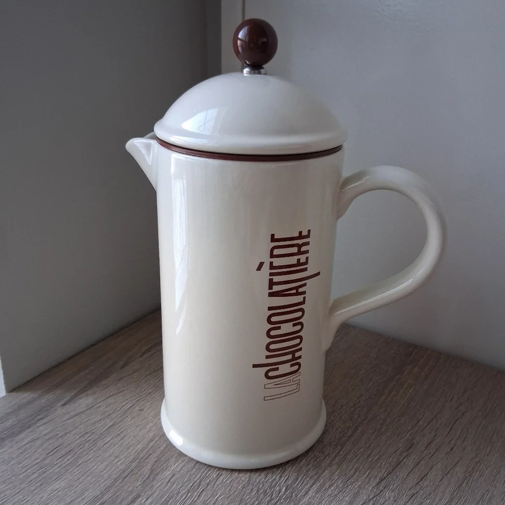 🌷 Crate & Barrel La Chocolatèrie Ceramic / Stoneware Hot Chocolate French Press